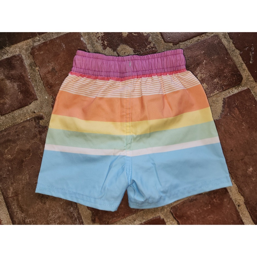 Ruggedbutts Rainbow Multi-Stripe Swim Trunks Swim Shorts Size 6-12 months - Picture 2 of 5